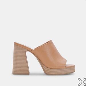 Women's Tan Block Heel Mules
